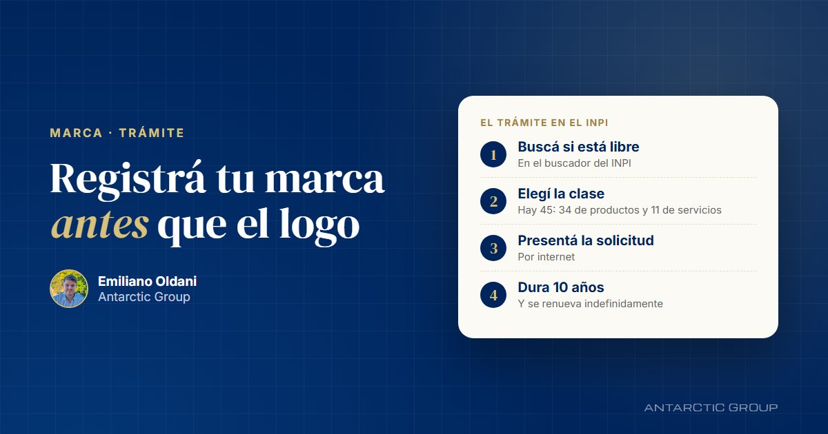 Registrar tu marca en el INPI: buscar si está libre, elegir la clase, presentar la solicitud por internet; el registro dura 10 años y se renueva